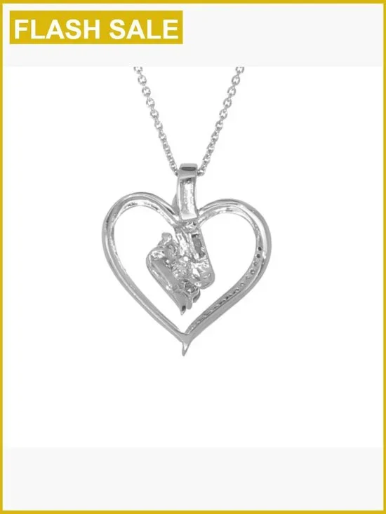 Sterling Silver Diamond Heart Pendant Necklace 18 Inch Chain - Picture 7 of 7